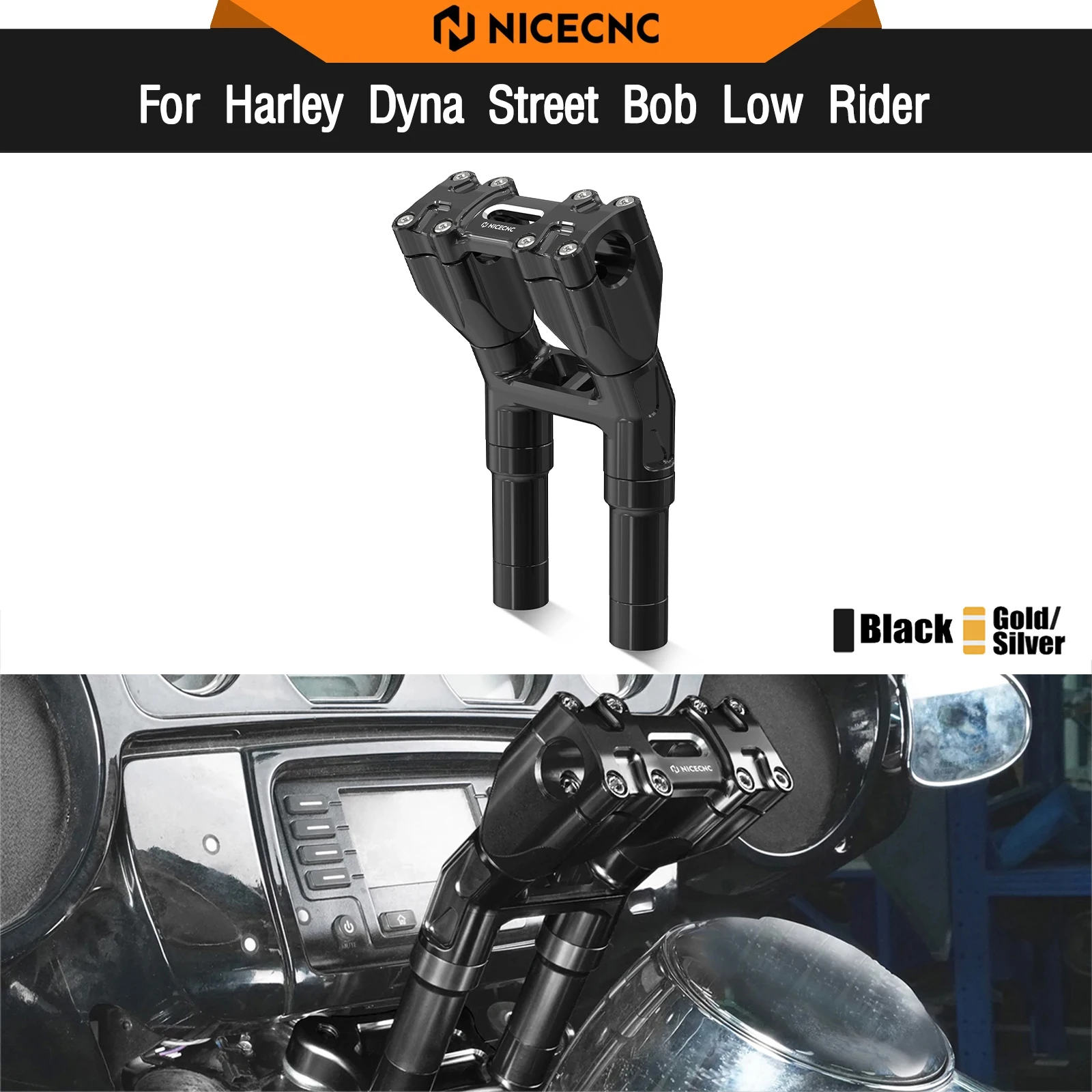 Kickback-Lenkererhöhung 8"/7"/6"/5" für Harley Dyna Street Bob FXDB Super Glide FXD Fat Bob FXDF Low Rider FXDL Wide Glide