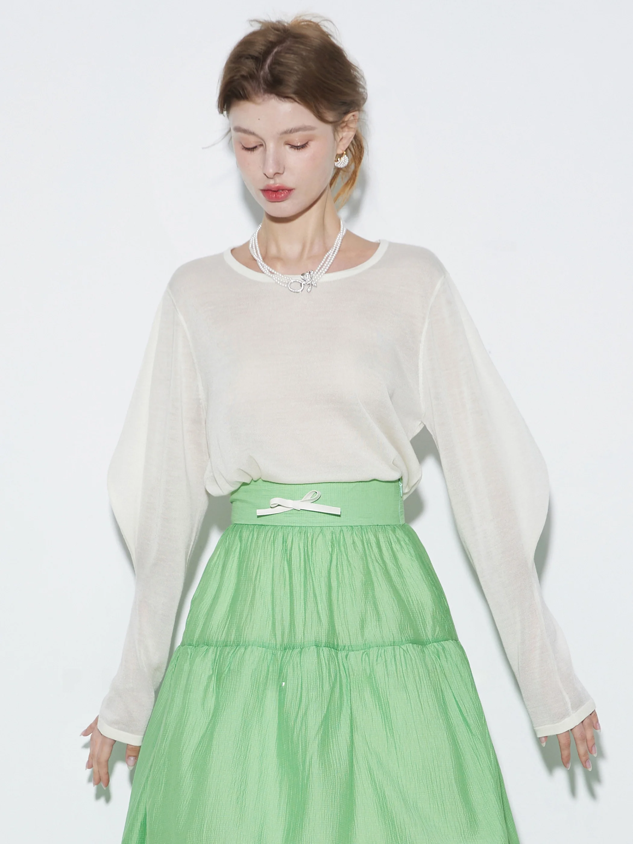 

Finocci Camere Lyocell Cloud Softn Loose Knitted irt with eep Leg Sves Ele mat Faion Women's irt