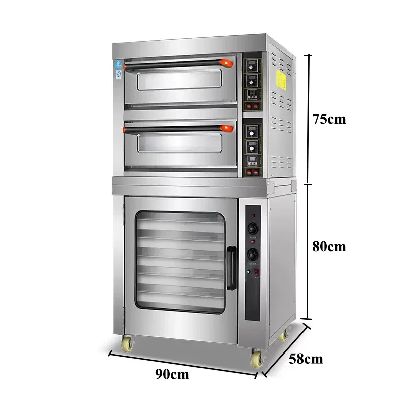 Electric Oven 2 Layers 2 Trays Commercial Combined Furnace 5 Plates Stainless Steel Pizza Bread Cake Fermentation Cabinet