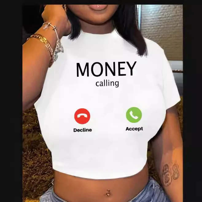 

Letter Print Crop Top T-shirt Women Clothing Summer Tops Funny Women T-shirts Short Sleeve Female Clothing Women's Top