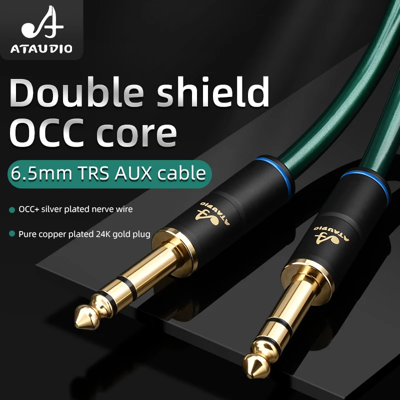 HiFi 6.5mm TRS AUX Cable Double shield 7N OCC Silver Plated Nerve Core 6.5 Stereo Male to Male for Amplifier Mixer