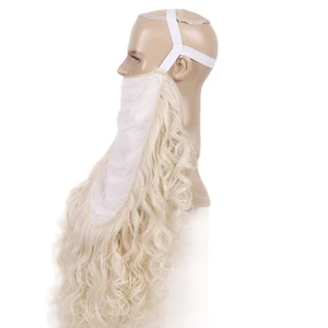 ريوز عيد الميلاد سانتا كلوز شعر مستعار + مجموعة لحية إكسسوارات تأثيري اصطناعية شقراء شعر مستعار للرجال هالوين زي اللباس أفضل 8 مبيعات لحية وشعر مستعار لسانتا كلوز - رقم 5