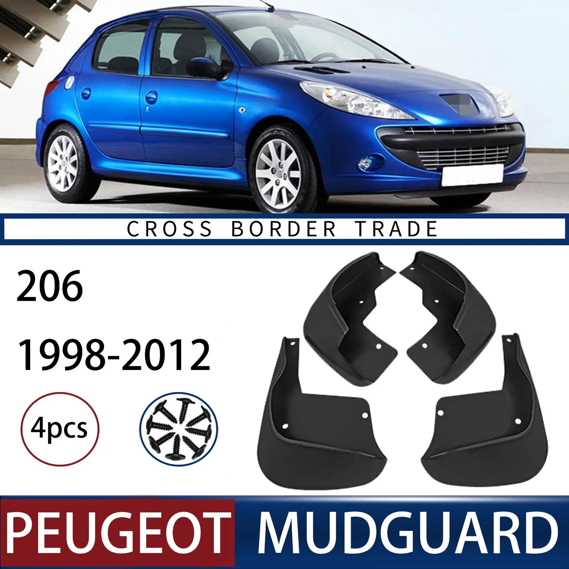 

FOR Peugeot 206 1998-2012 Car Molded Mud Flaps Splash Guards Mudguards Front Rear Styling Front Rear Car Accessories