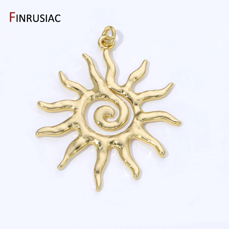 18K Gold Plated Brass Hollow Sun Charms Pendant For Necklace,Spiral Sunburst Charms Pendants For DIY Jewelry Making Accessories image 2