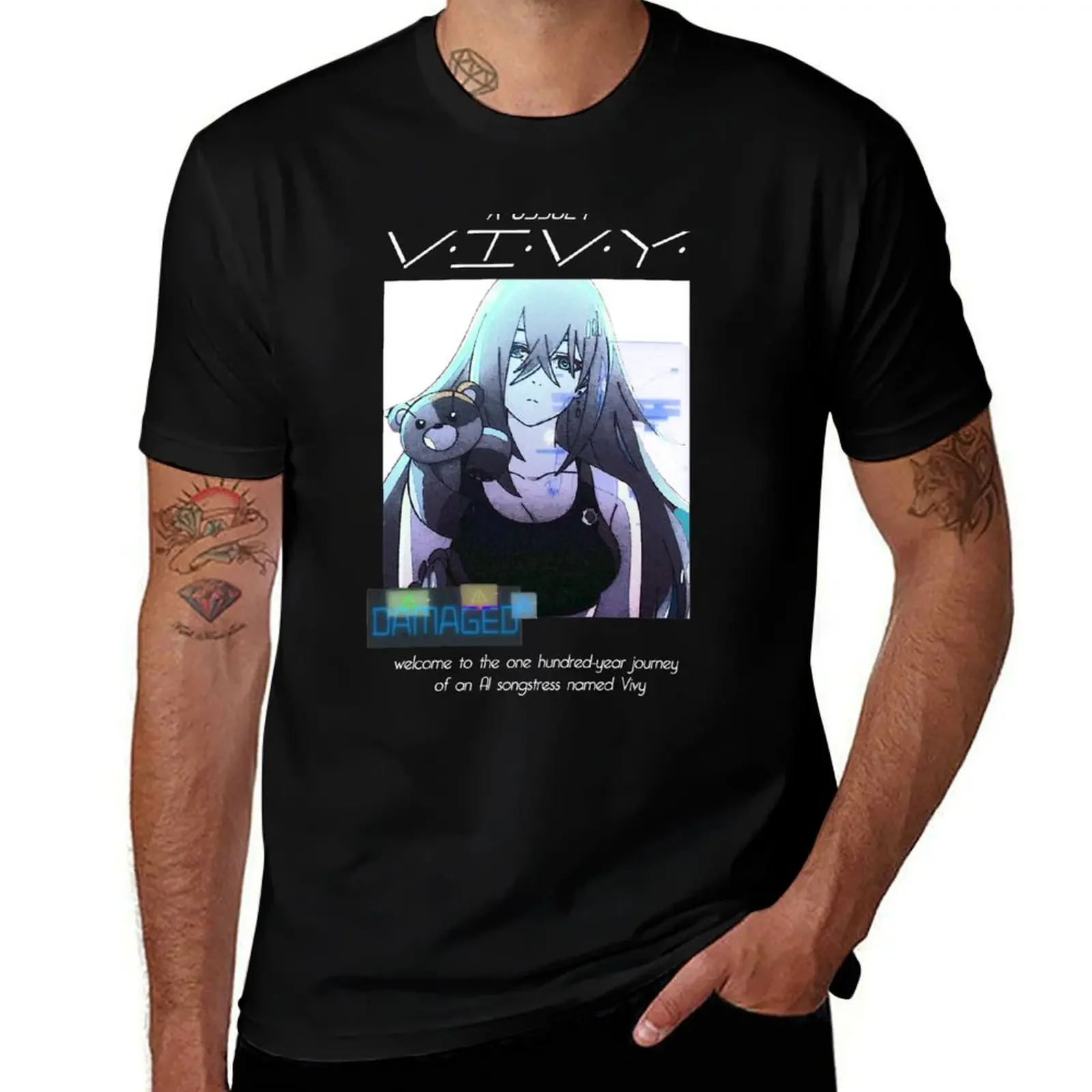 Vivy: Fluorite Eyes Song ''DAMAGED'' V1 Anime Manga T-Shirt blacks for a boy oversized t shirt mens t shirts top quality