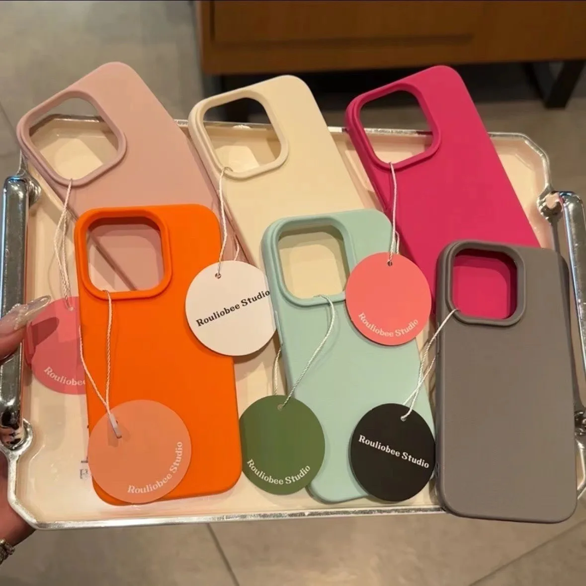 

Premium solid color lychee pattern 6-color iPhone case Applicable to the Apple series of candy-colored premium phone cases
