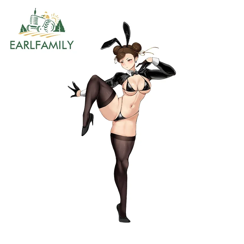 EARLFAMILY Senpai Chun-Li أرنب سيارة ملصق فان مقاومة للخدش اكسسوارات ملصق مائي خوذة الموضة قافلة سباق الانجراف ديكور #1
