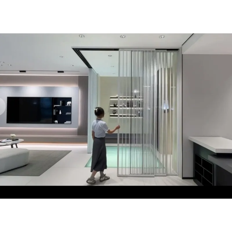 Puerta corredera de aluminio única de marca superior, puerta de ascensor Cassin, nuevo diseño, enlace multibinario, puerta corredera de vidrio para el hogar y la Oficina