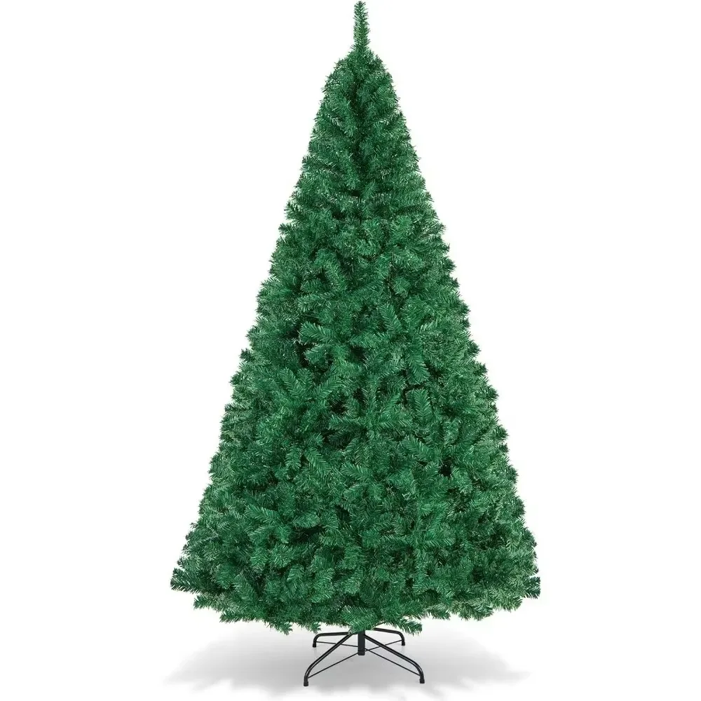 8 feet faux pvc christmas tree with bracket holiday season indoor outdoor green, durable bracket for easy assembly