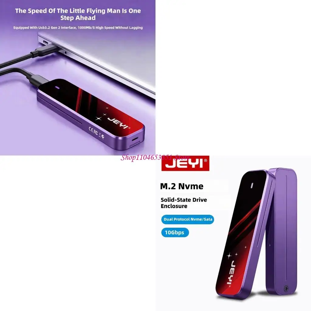 External Drive Case Supporting Both NVMe Double Protocols Option USB Type C Fast Connection up to 10Gbps and Reversible 