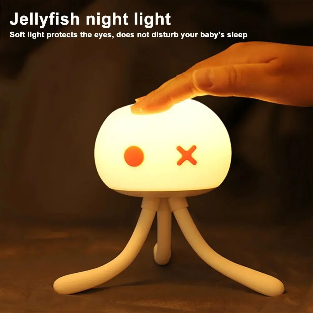 

Deformable Silicone Jellyfish Night Light Touch Dimming 3 Color Light LED Jellyfish Lamp Eye Protection Flexible Tripod