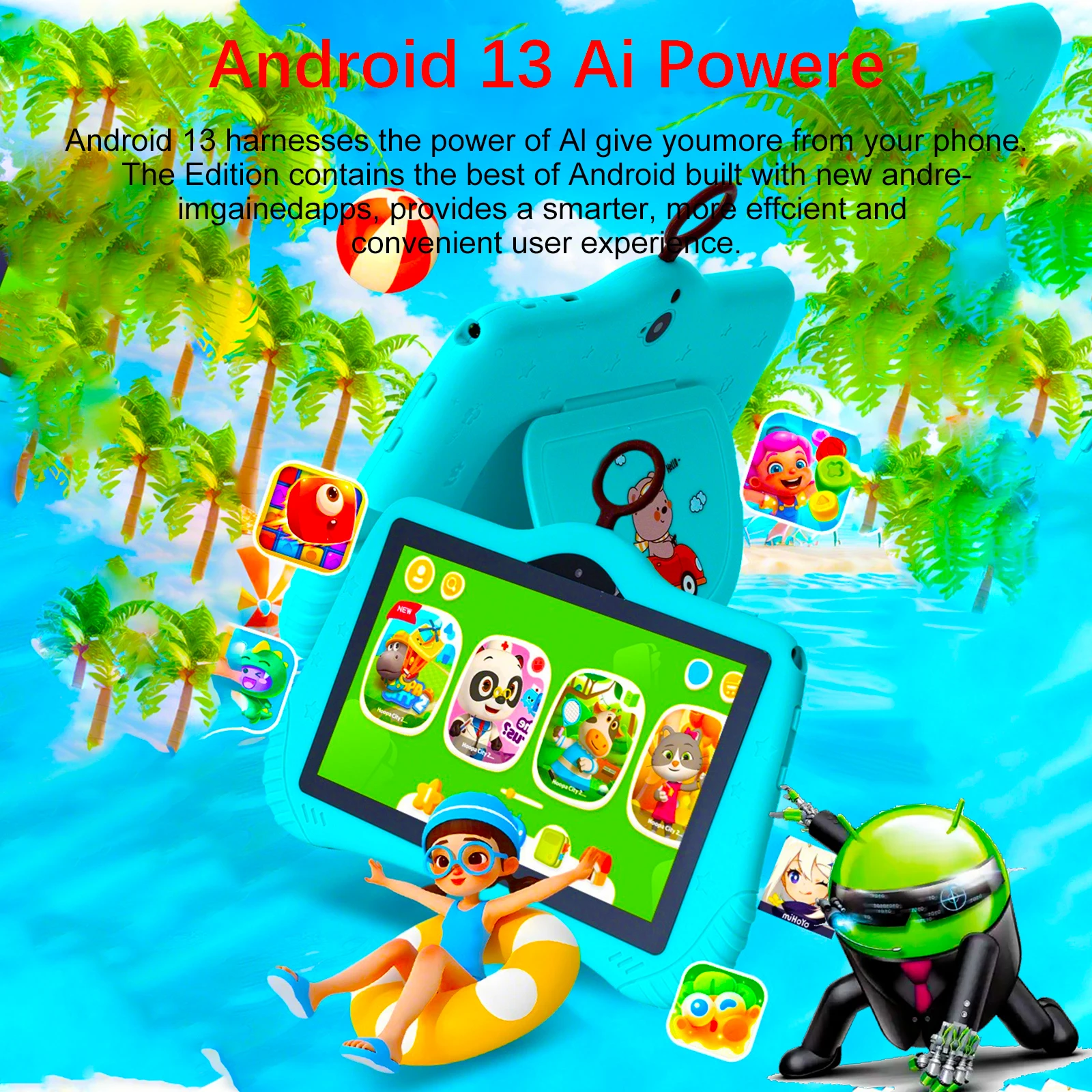 Nuovo Tablet Pc WiFi 5G da 7 pollici per i migliori regali per bambini Android Gioco per bambini Tavolette per apprendimento educativo Quad Core 4 GB RAM 64 GB ROM