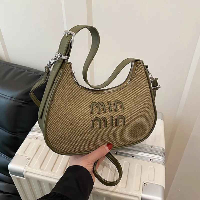 

Сумка через плечо в форме полумесяца, 2024, женская нишевая дизайнерская сумка-хобо, регулируемый ремень через плечо, веганская кожа, шикарная универсальная сумка