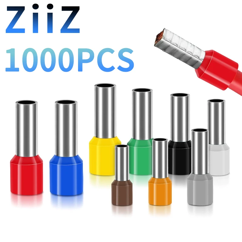 

1000PCS/Pack Insulated Cord End Terminal Crimp E0508 1008 1508 7508 2508 Pressure Terminal Ferrules Crimping Terminals Tubular
