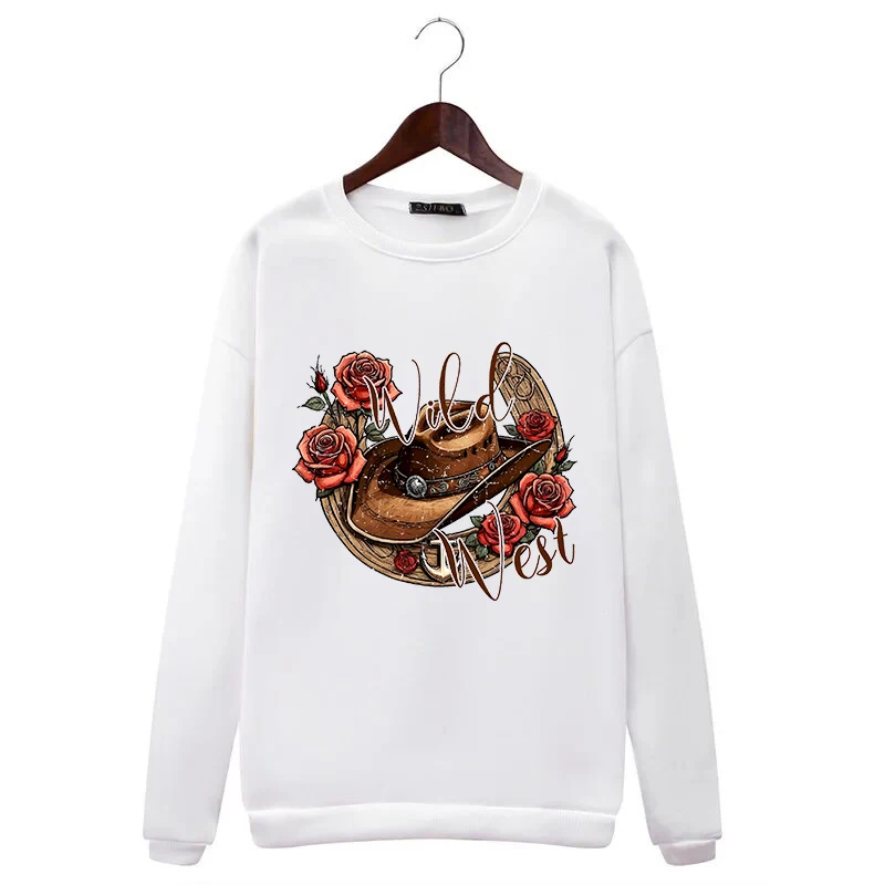 

Creative Hat Print Women'S Pullover Korean Street Fashion Casual Warm Soft Comfortable Sweatshirt Loose Crewneck Y2K Streetwears