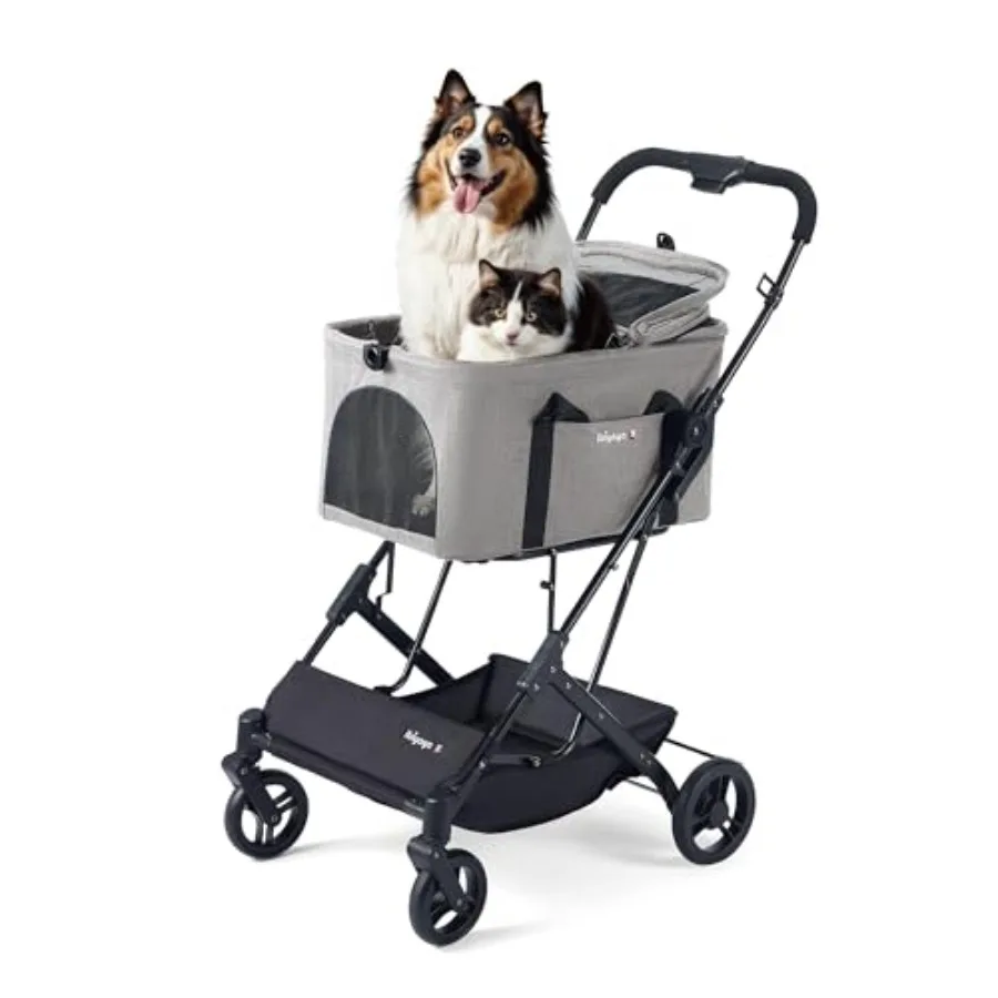 ibiyaya Essential Travois Tri-Fold Pet Travel System for Medium Dogs Cats and More 3 in 1 Dog Stroller with Detachable Carrier