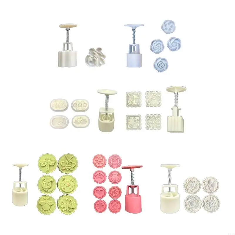 

34YA Mung Bean Cake Molds 3D Mooncake Moulds Easy to Use Plastic Material Mooncake Moulds Kitchen DIY Baking Accessories