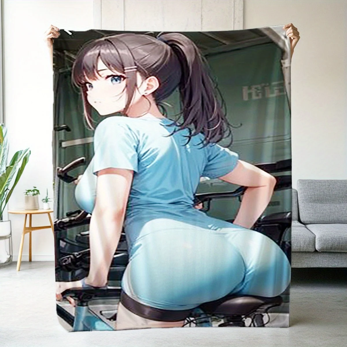 Sexy young girl pattern Flannel printed blanket suitable for all seasons suitable for living room office sofa and travel