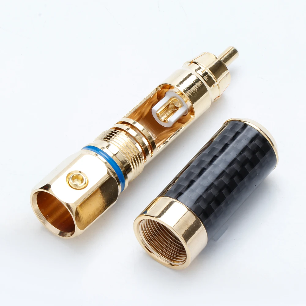 HIFI Carbon Fiber Shell RCA Stecker, Solder RCA Audio Jack, Lautsprecher Terminal, männlichen Solder Stecker, 4 Stück – Detail 6
