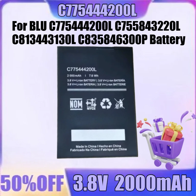 

New C775444200L 3.8V 2000mAh Battery for BLU C775444200L C755843220L C813443130L C835846300P Battery