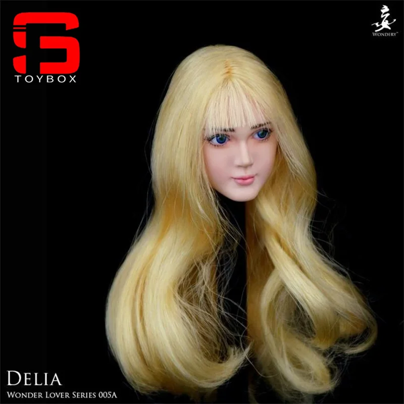 WONDERY WLS005 1/6 Zonnebrand Bleke Vrouwelijke Beweegbare Ogen Blond Haar Head Sculpt Carving Model Fit 12 ''Soldaat Action Figure