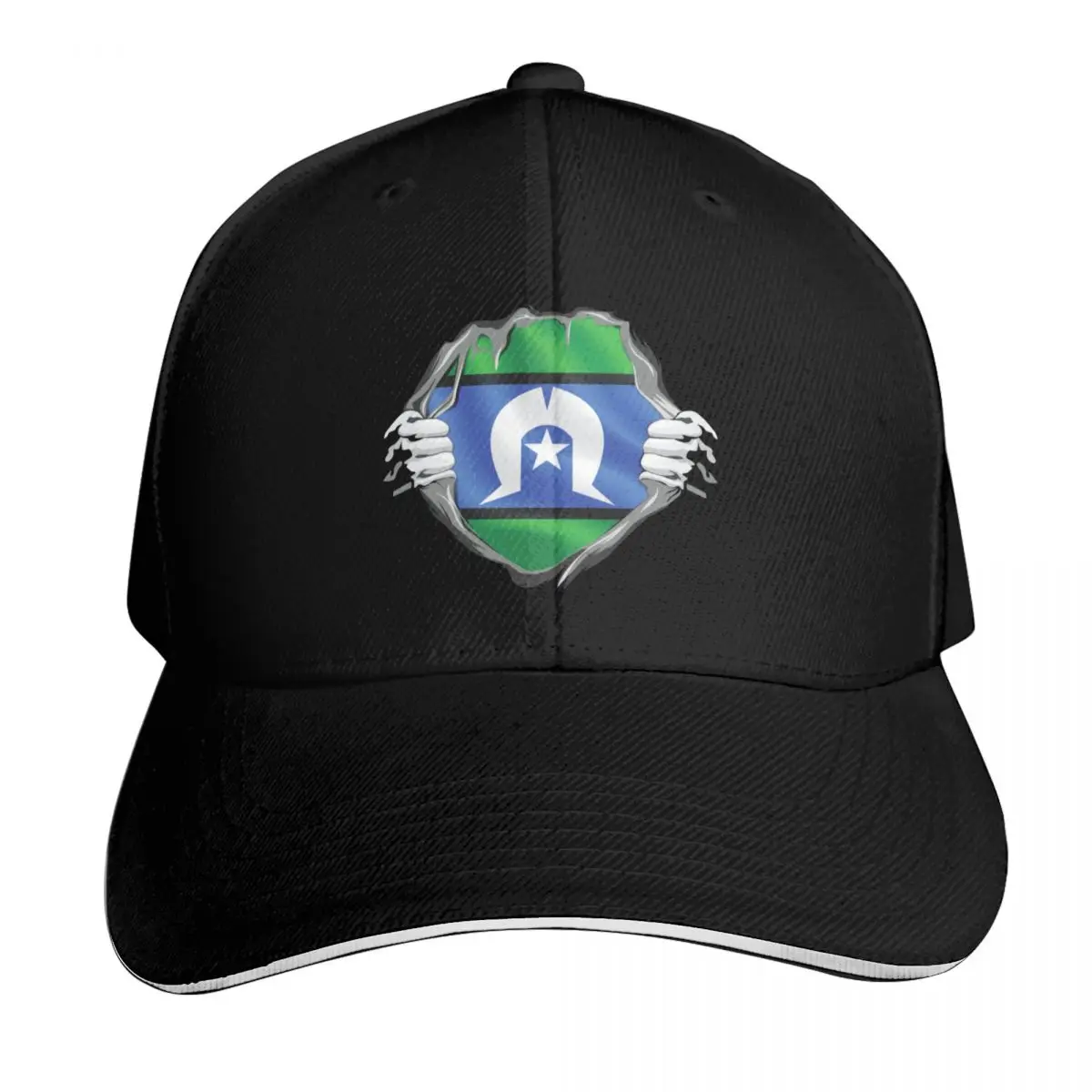 Hands Ripped Torres Strait Islands Flag Baseball Cap Lightweight Packable Gift for Him Her Casual Daily Wear