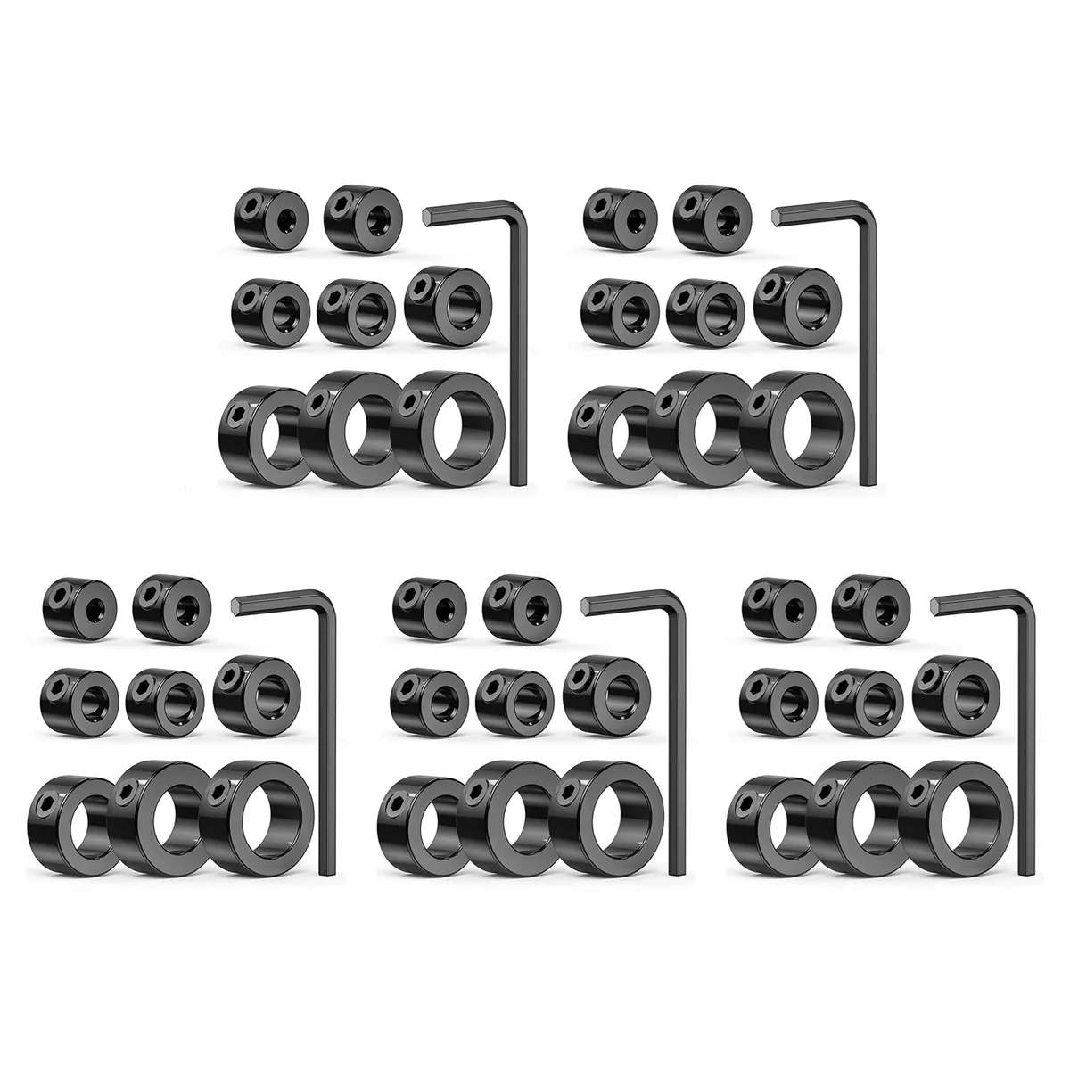 

AB32-Drill Stop Bit Collar Set, 45PCS Adjustable Drill Depth Stop Collar Limit Ring with Carbon Steel Set for Drill Bits
