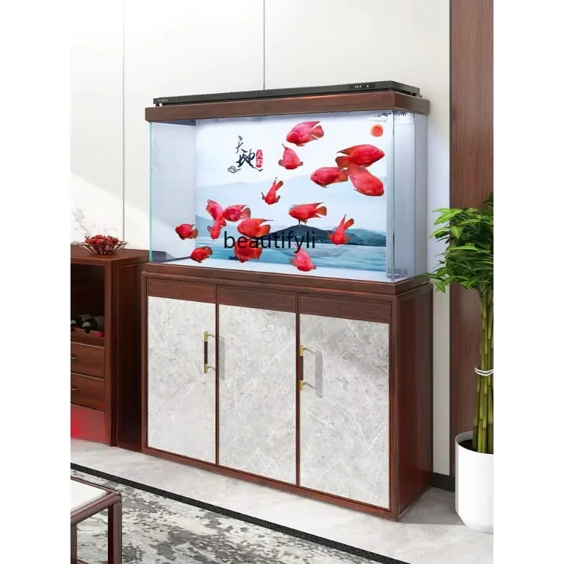 

LHY26 ssss 26 New Super White Fish Tank Large Ecological Dragon Fish Tank Living Room Floor Aquarium Change Water