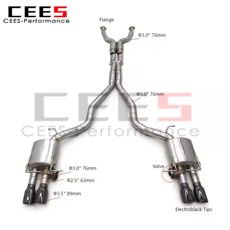 CEES Catback Exhaust System for BMW M5 E60 5.0 2003-2010 SUS304 Racing Sport Automotive Car Valved Exhaust Pipes