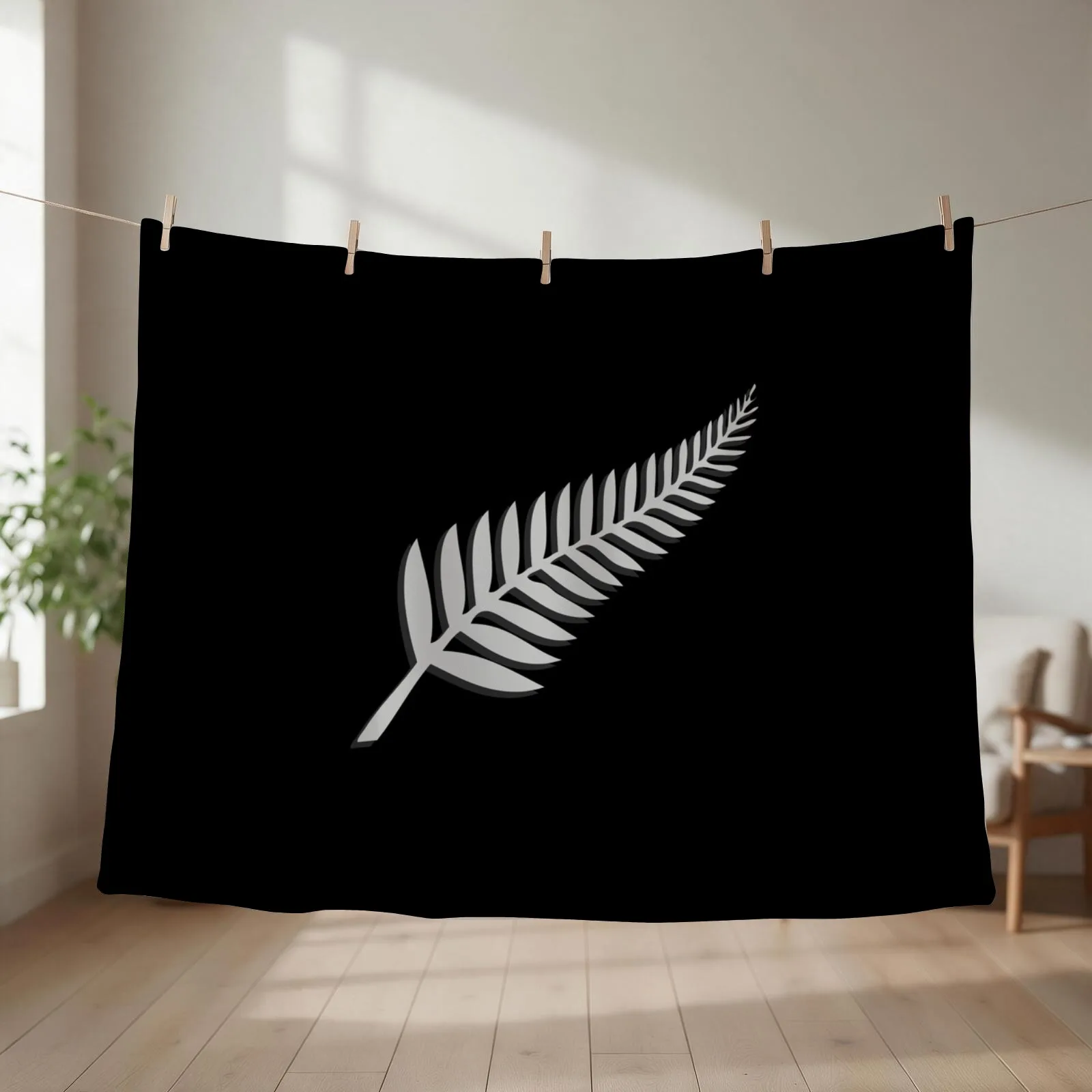 New Zealand NZ Kiwi Black Silver Fern Emblem Sport Fan Throw Blanket couch cozy soft plush fuzzy picnic outdoor blanket