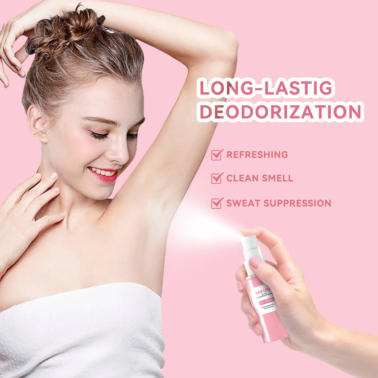 

Sakura Scented Body Mist - Underarm odor removal, sweat control, long-lasting fragrance & skin brightening effect. Daily care.