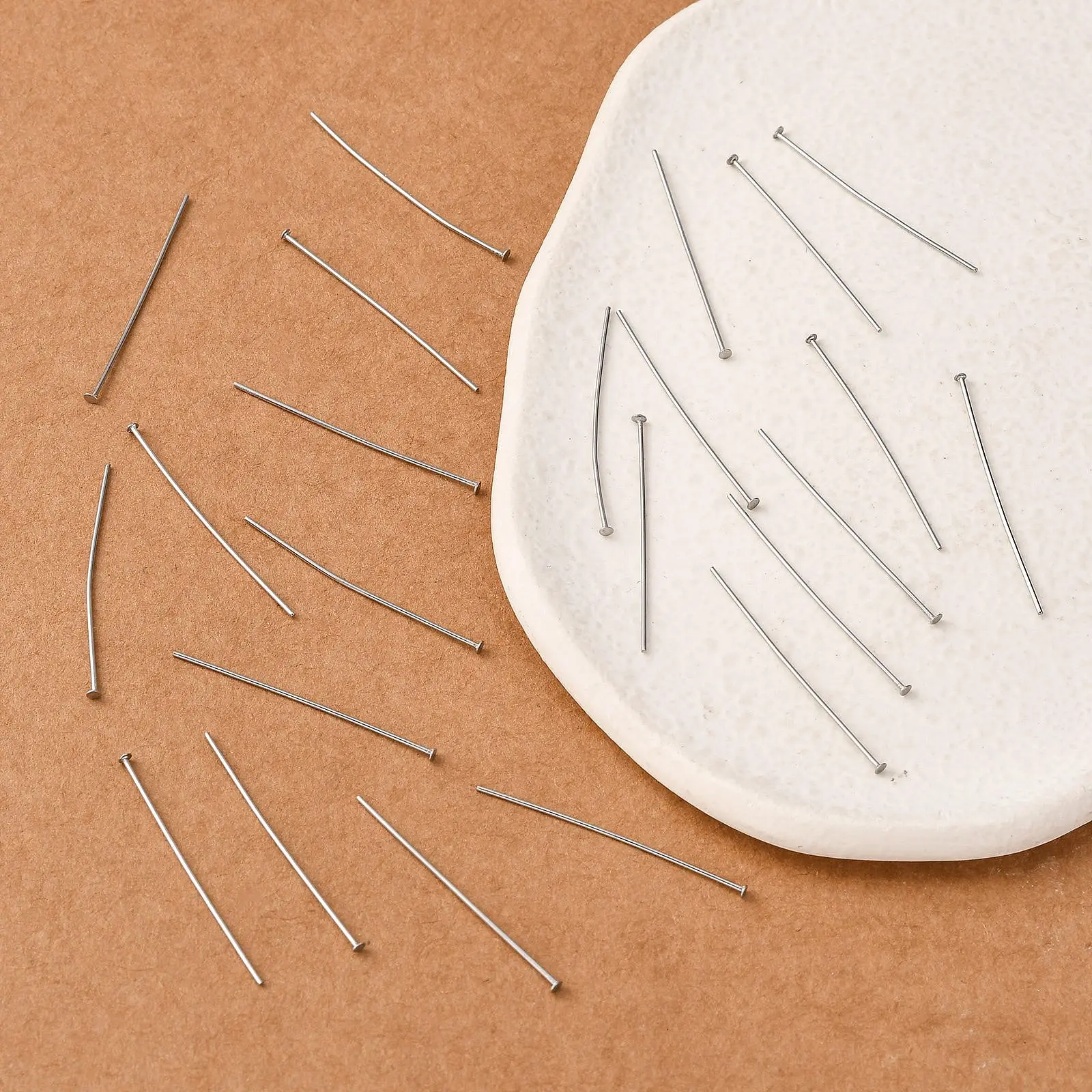 200pcs 30 35 40 50mm Stainless Steel Flat Head Pins Platinum for Making DIY Jewelry Necklace Earring Bracelet Accessories