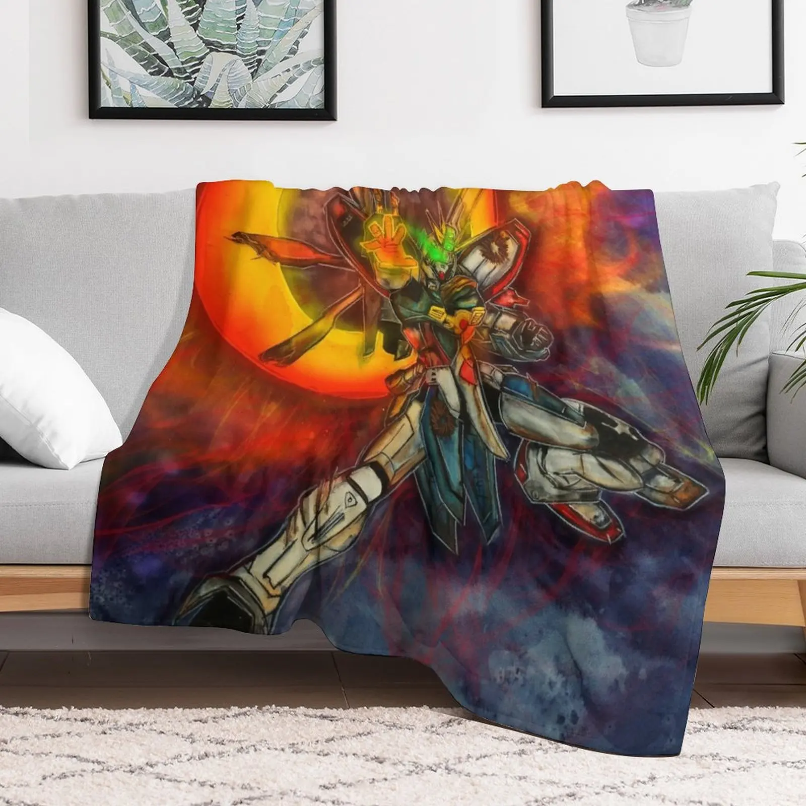 Burning Gundam Throw Blanket warm for winter Extra Large Throw Blankets