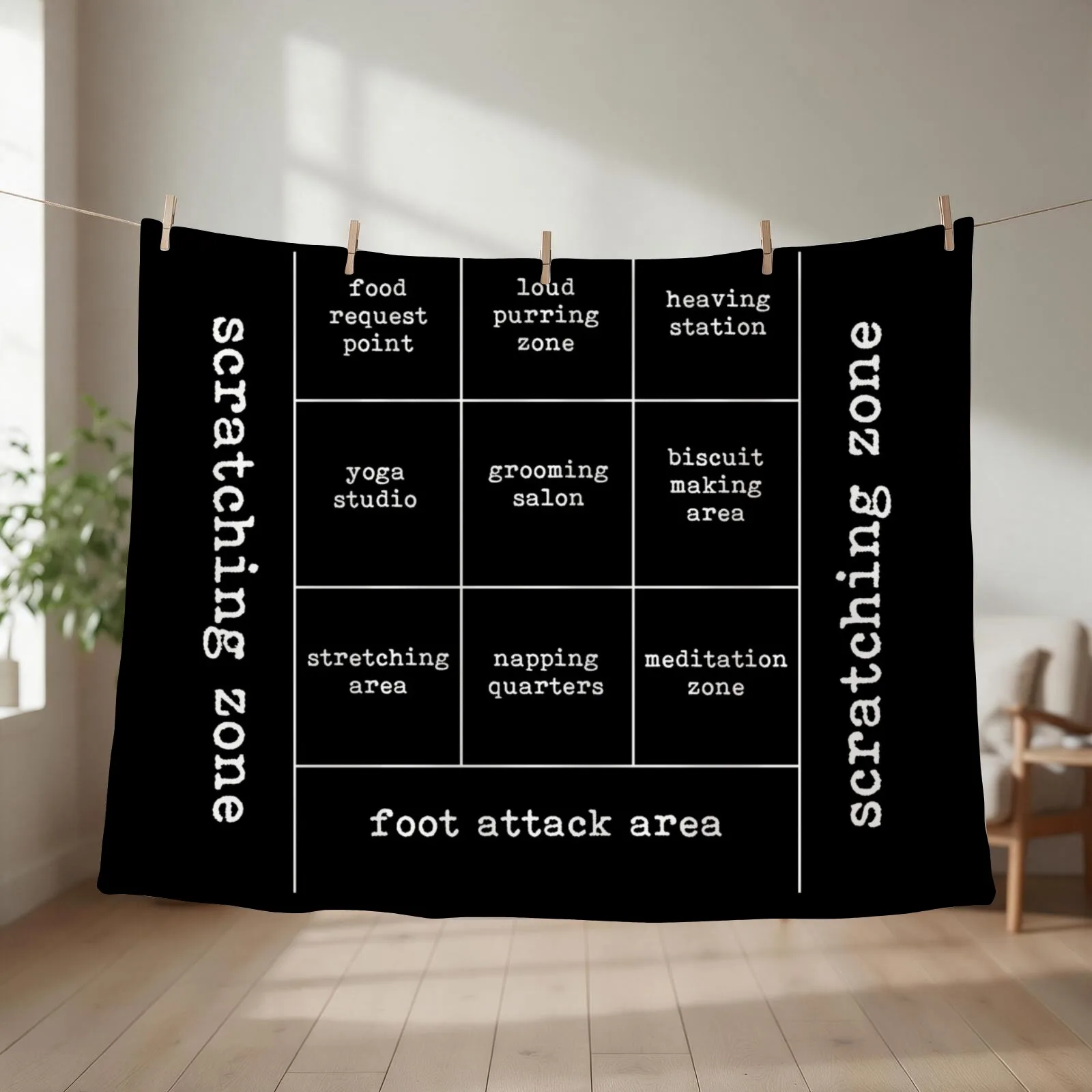 Cat's Map Of The Bed funny cat lover owner Throw Blanket couch cozy soft plush fuzzy picnic outdoor blanket