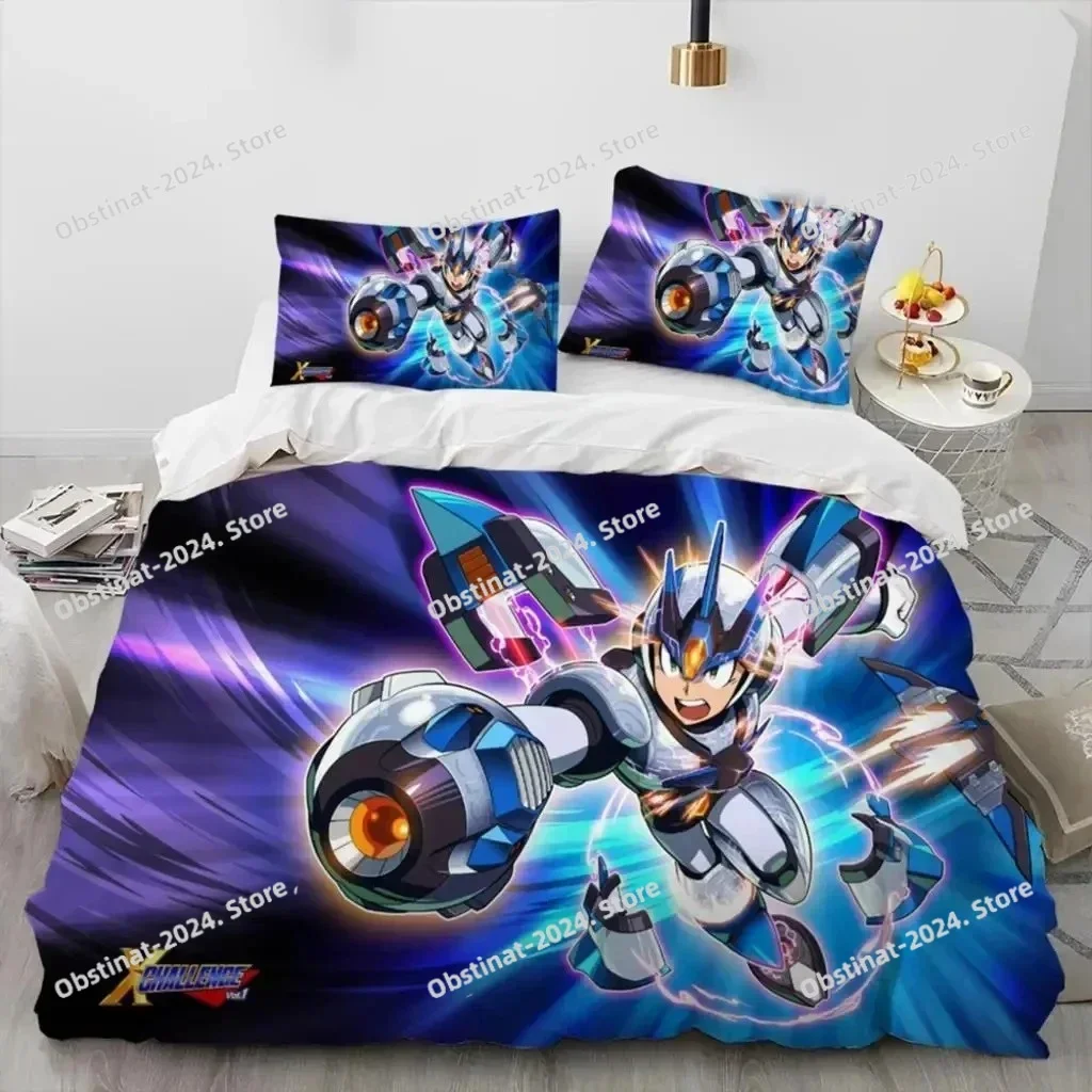 3D Print Rockman Megaman Game Cartoon Printed Bed Set Duvet Cover Pillowcase Bedding Set Bed Linen Sheet Quilt Cover Full Size