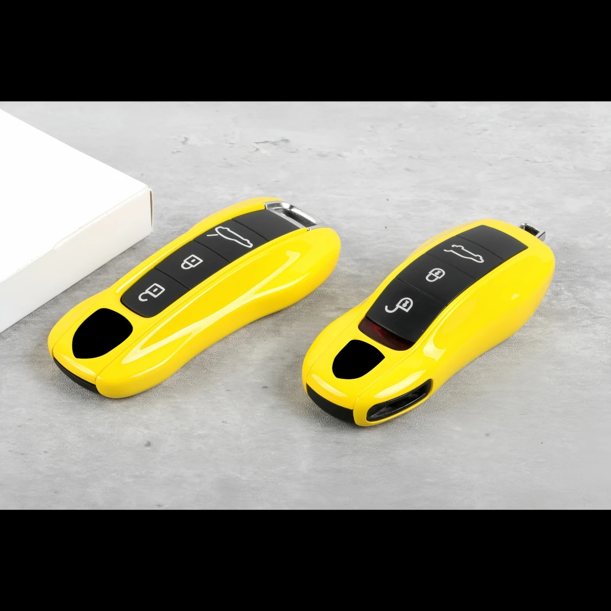 Car Key Modification Protective Case Suitable for Porsche Macan/Panamera/718/Cayenne/911 Racing Yellow Key Case Protective Cover