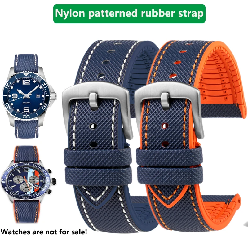 Zachte waterdichte band voor Longines TAG Heuer F1 Seiko Hamilton Casio serie nylon rubber onderkant horlogeband 20 21 22 23 mm armband