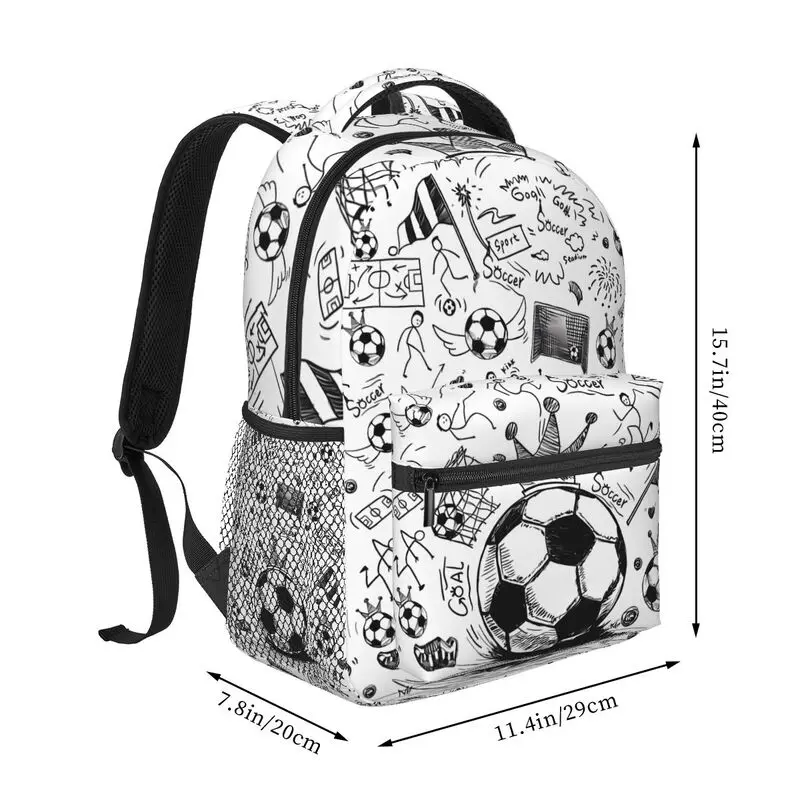 Soccer Backpack 16 Inch Football School Backpacks 3D Print Lightweight Student Bookbag Casual Sport Daypack Travel Bag