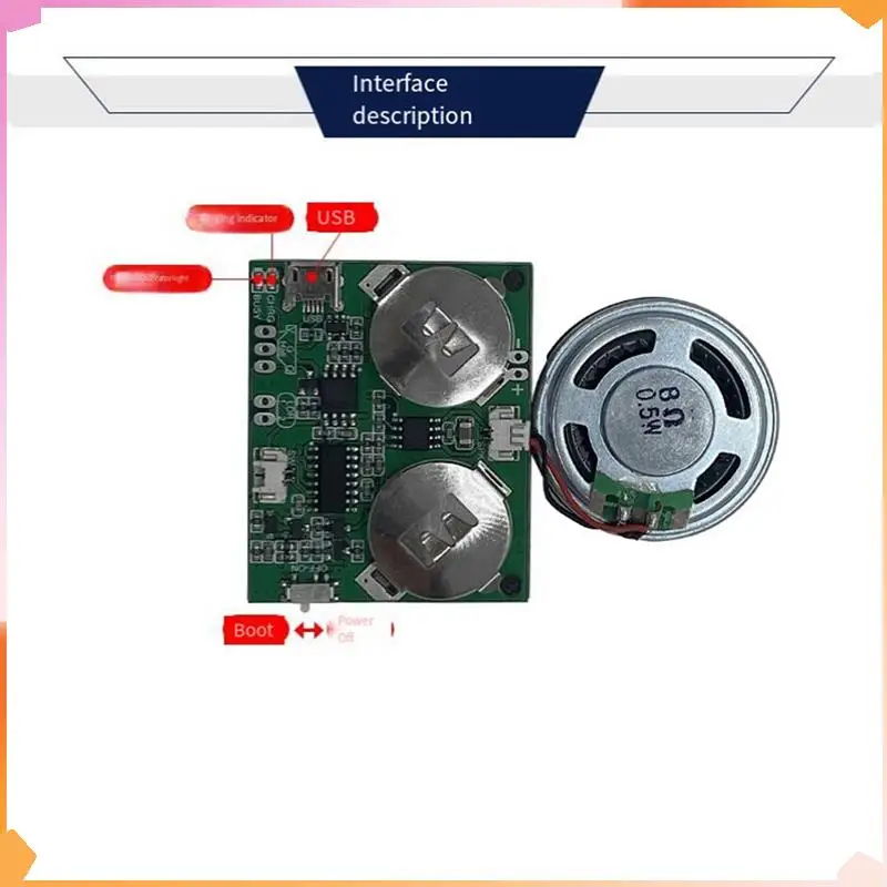 B94A 2X Beschreibbare Sound Modul Taste Control Sound Chip 8M MP3 WAV Musik Voice Player Programmierbare Bord Mit Lautsprecher