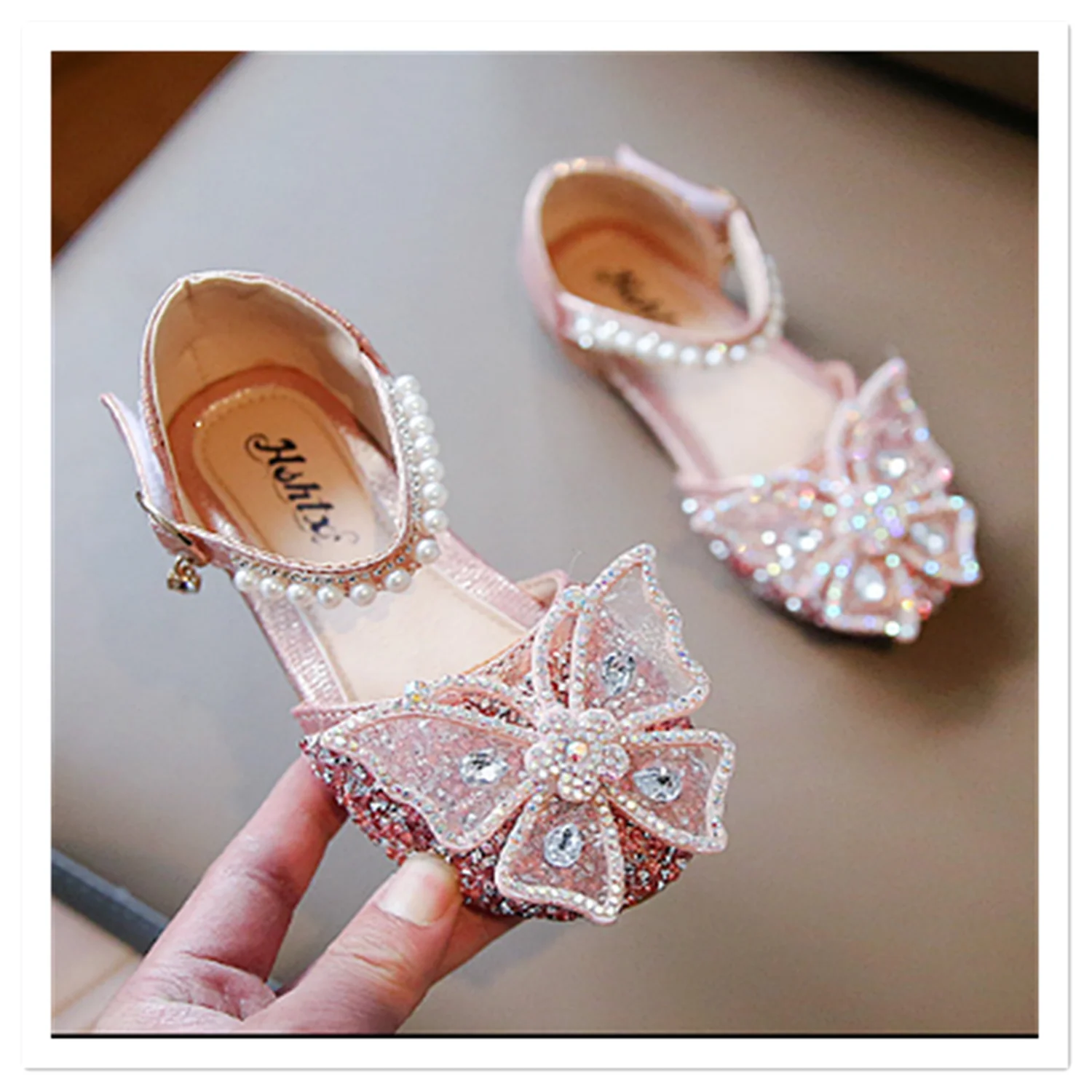 2023 Spring Girls\' Sandals Korean Edition Bowknot Princess Shoes Student Cute Dance Shoes One Piece for Sale