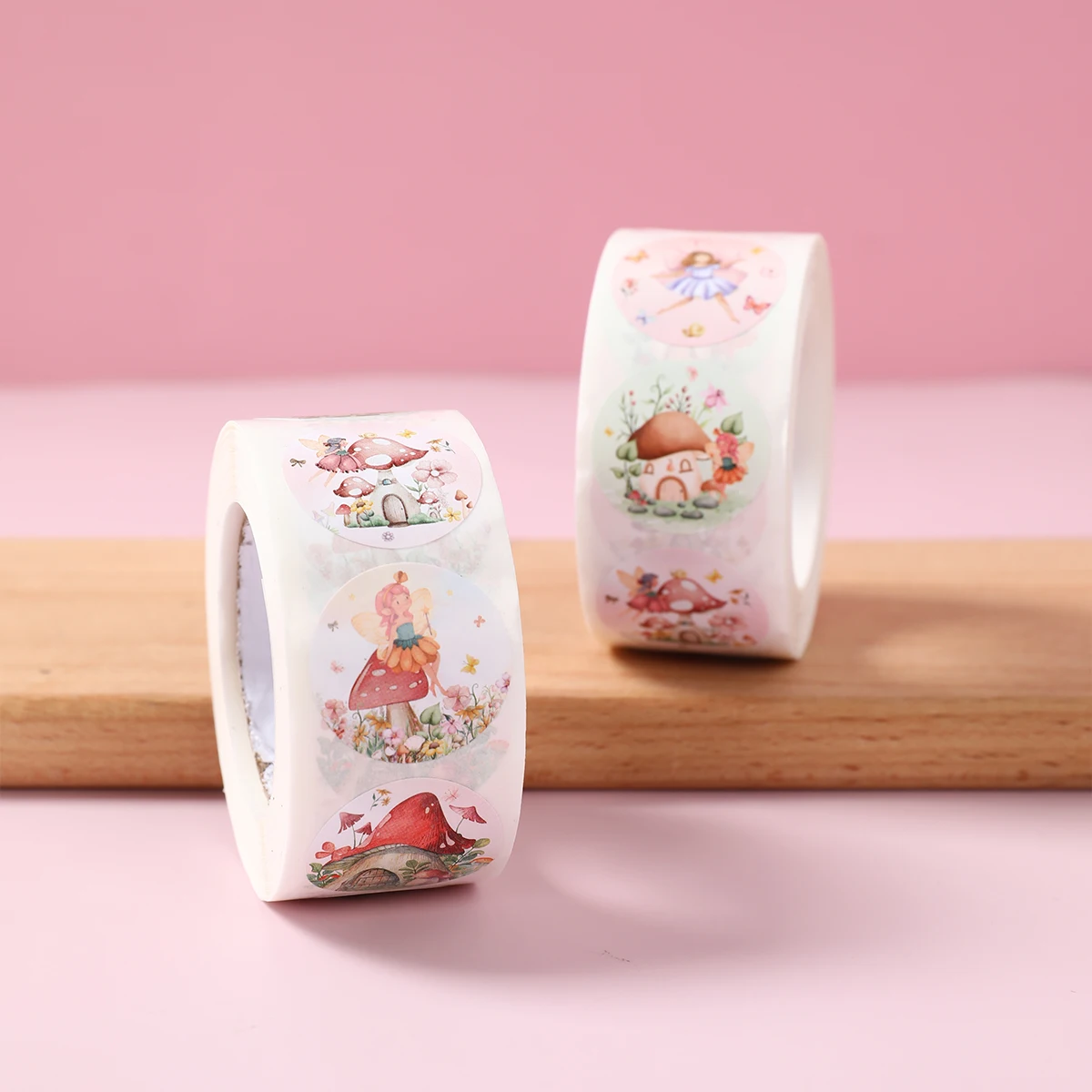 500 قطعة/المجموعة الجنية قزم ملصق 2.5 سنتيمتر/1 بوصة زهرة الجنية الشارات ملصقات لطيف الجنية موضوع حفلة عيد ميلاد الديكور ملصقات مستديرة #3