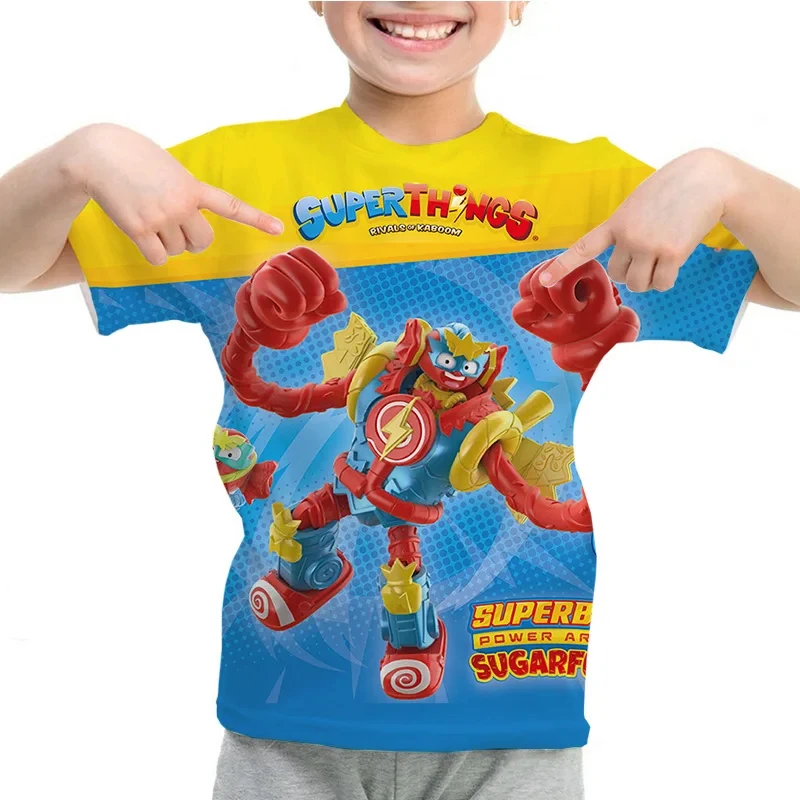 New SuperThings MUTANT BATTLE Kids T Shirt Cartoon Print Boy Girls Men Summer Tops Superzings O-Neck Tees Children Short Sleeve