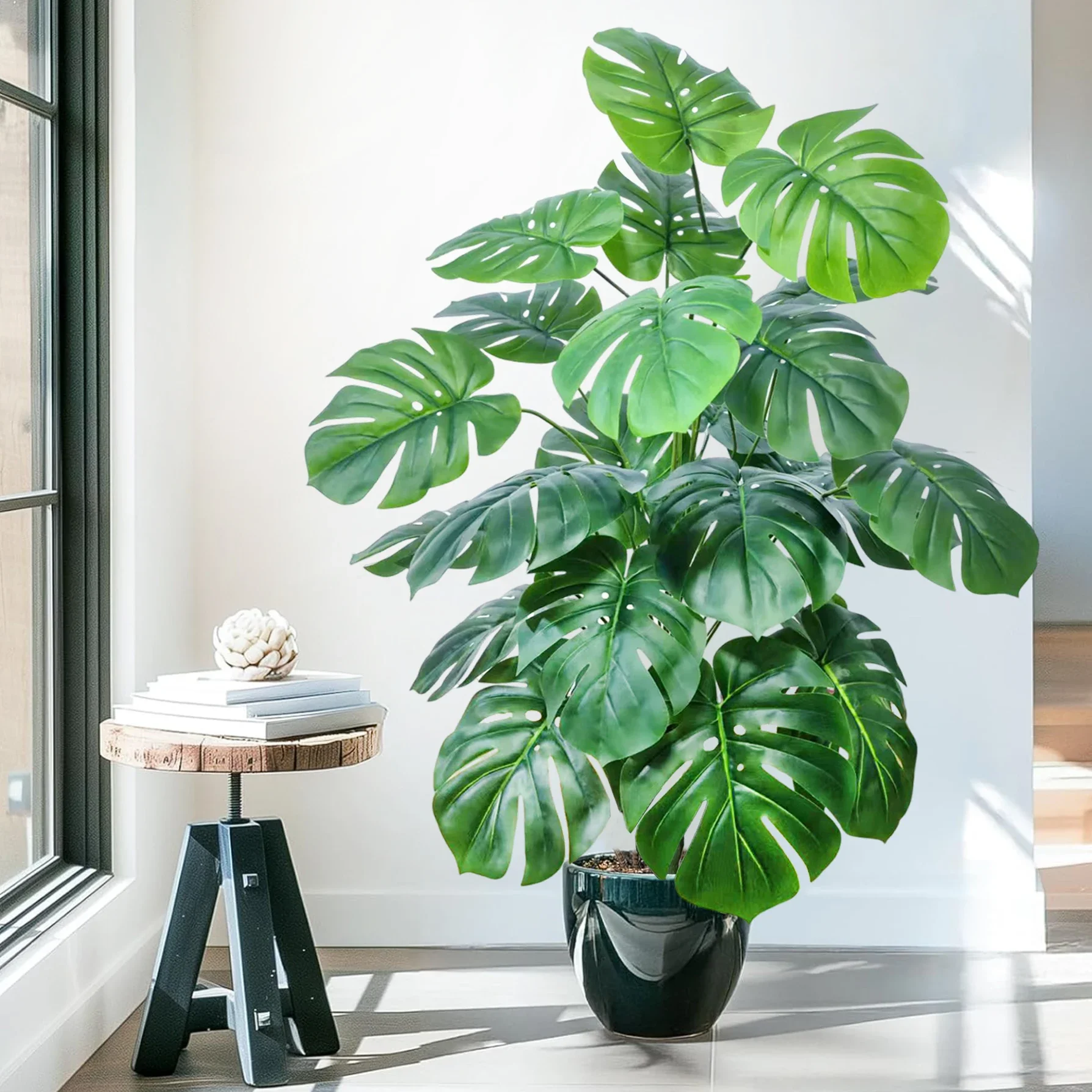 Hochwertige 76/86CM Künstliche Monstera-Pflanze, Falsche Palme, Plastik-Schildkrötenblatt, Grüne Pflanze für Heim, Garten, Zimmer und Bürodekoration – Detail 15