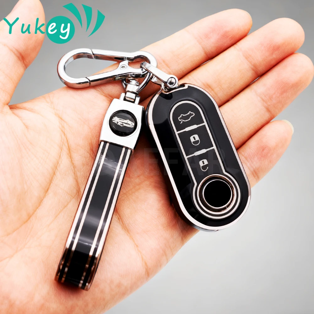 

Car Key Case Cover for Fiat 500 Ducato Panda 500L Punto Lancia Musa for Citroen Car Keyring Luxury Keychain Interior Accessories