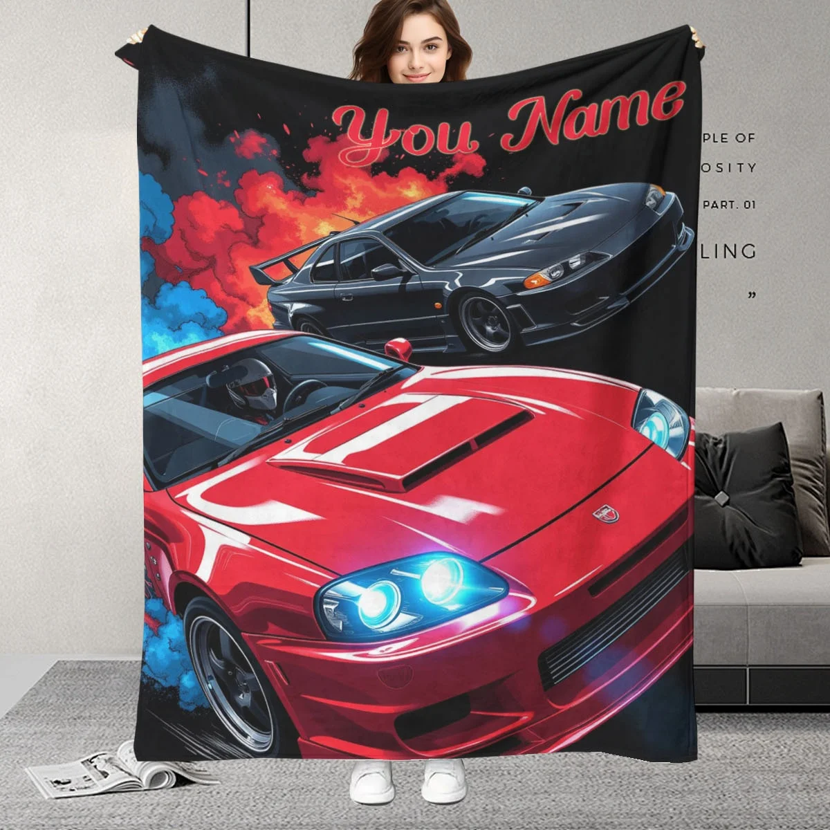 

Customized personalized name blankets, cars, birthdays, parties, gifts for sons and male friends, bedding, Contemporary Style