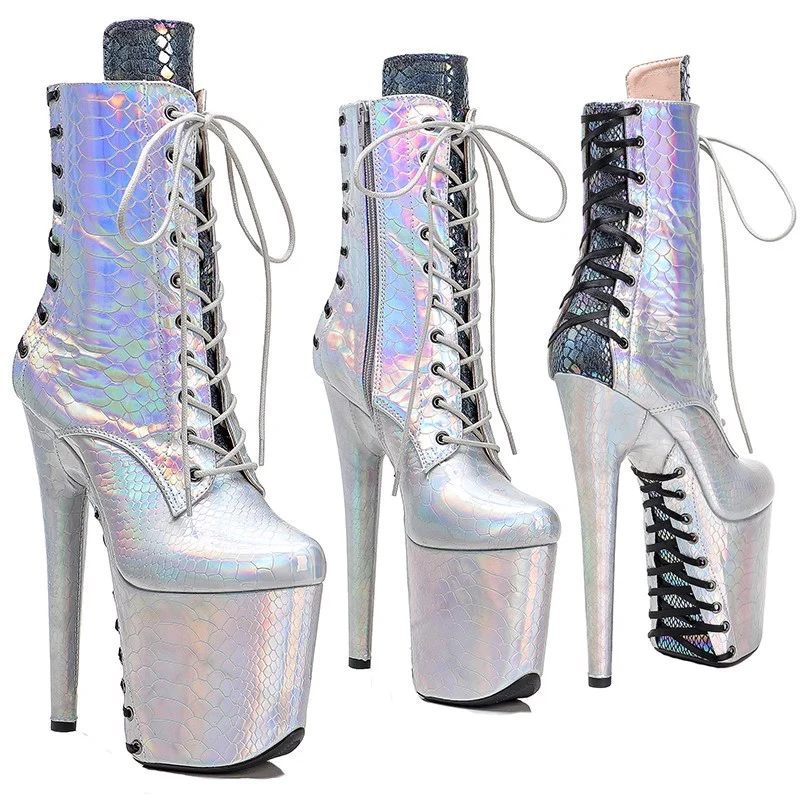 

Fashion Women 20CM/8inches PU Upper Plating Platform Sexy High Heels Boots Pole Dance Shoes 353