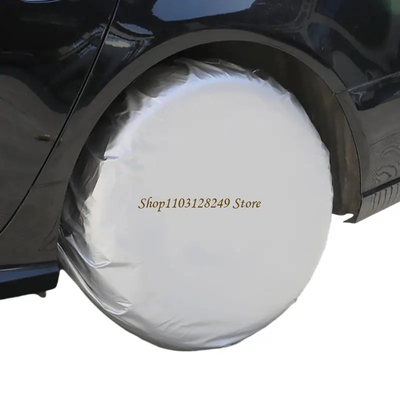 N5KD Removable Automotive Tire Cover, Polyester Construction for Dust and Grime Coverage During Parked Vehicle Storage
