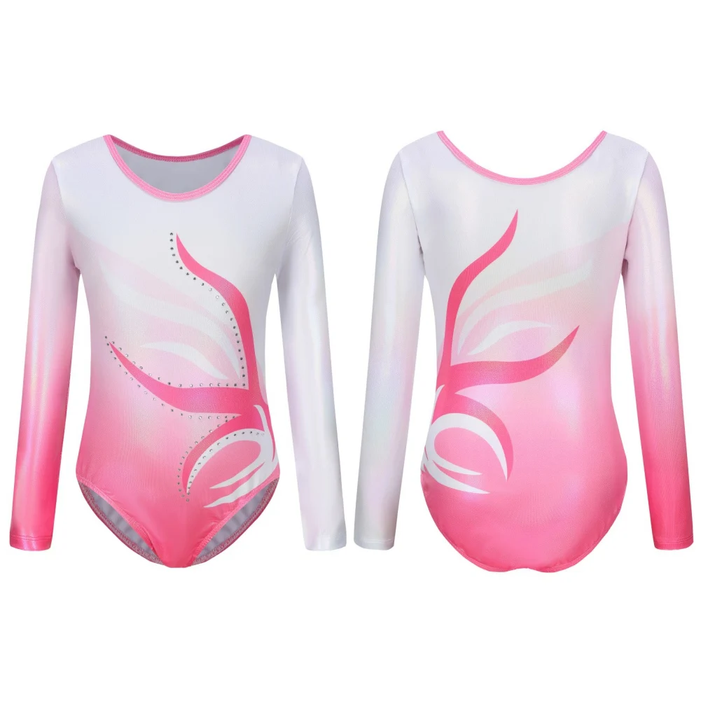 Long sleeved 5-12Y 3 sets Dance Leotards Girls' Gymnastics Clothing Sparkly Tumbling Girls' ballet Skin-tight garment