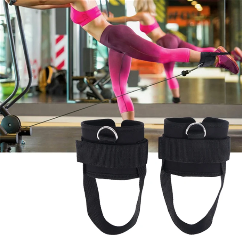 

8X Adjustable Ring Ankle Straps With Foot Strap Cable Machine Fitness Thigh Glute Exercises Padded Ankle Cuffs