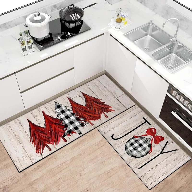 VIKAMA Farm Fresh Tree Truck Anti Fatigue Non Slip Washable Absorbent Waterproof Kitchen Floor Mat Rustic Rugs Home Decoration